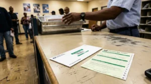 USPS certified mail envelope and certified mail receipt on post office counter